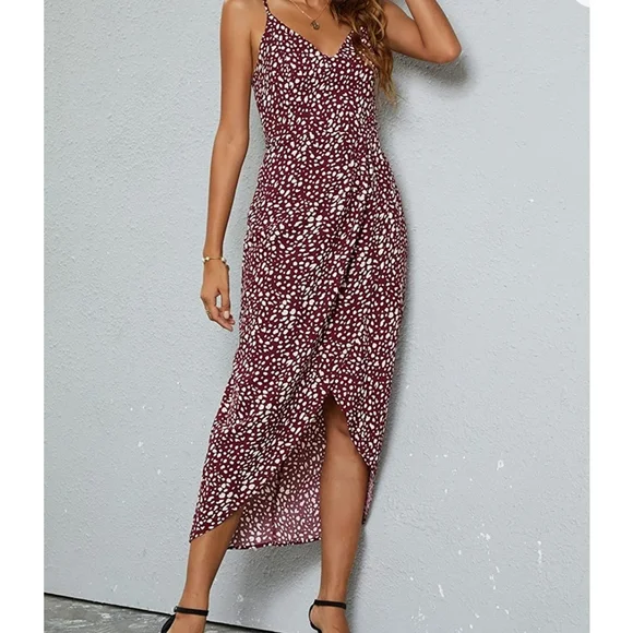 Wine red leopard dress - Picture 1 of 7